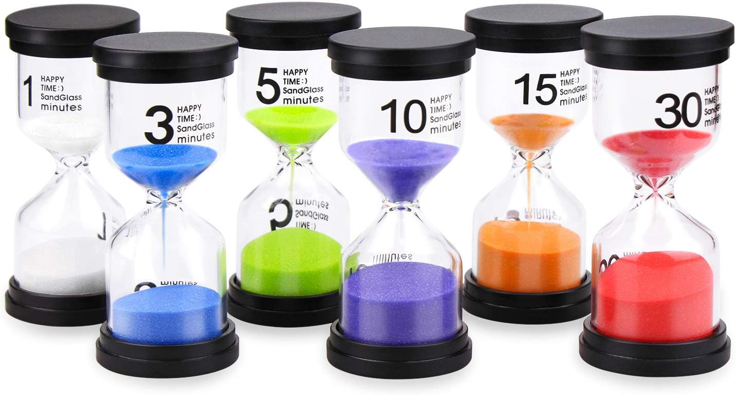 Comsmart Sand Timer, 6 Colors Hourglass Sandglass Sand Clock Timer 1min / 3mins / 5mins / 10mins / 15mins / 30mins for Classroom Game Home Office Decoration (6pcs)