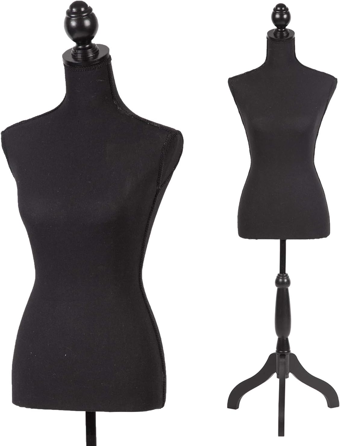 Mannequin Torso Manikin Dress Form 59-67 Inch Height Adjustable Female Dress Model Display Torso Body Tripod Stand Clothing Forms (Black, 59-67 Inches)