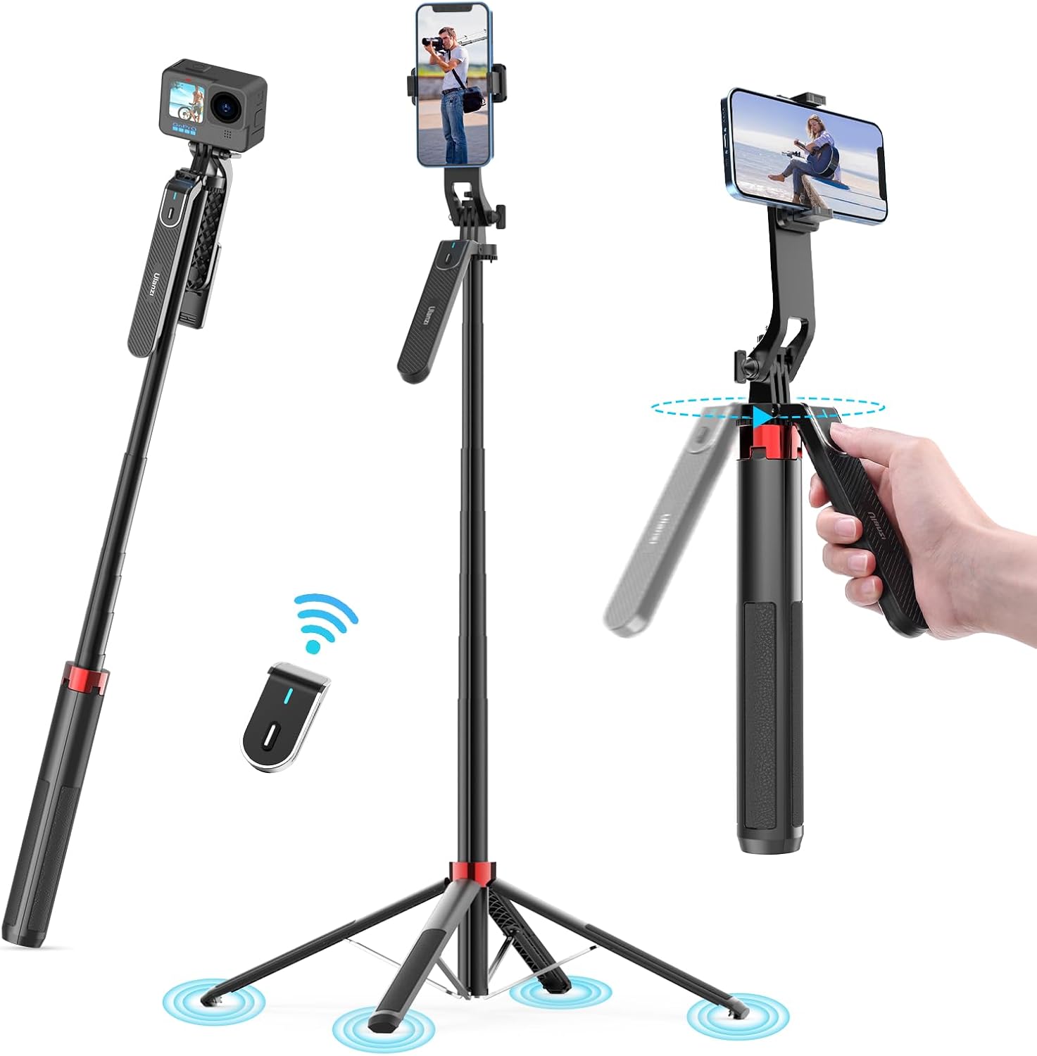 ULANZI MA09 Phone Tripod, 71" Selfie Stick for Luna Gopro Pocket4 Action