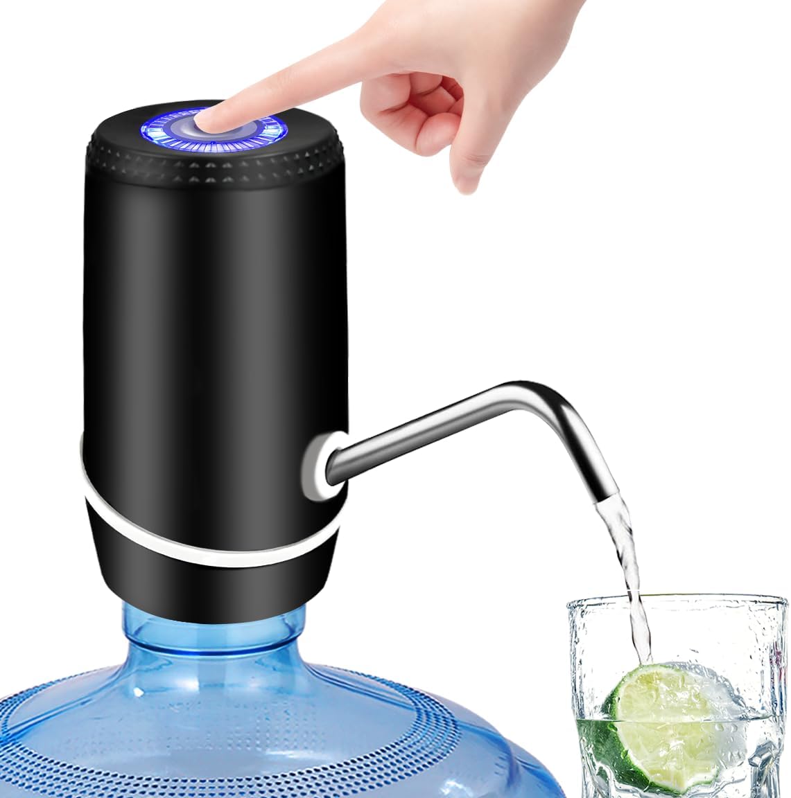 5 Gallon Water Dispenser, Electric Water Bottle Pump with Switch and USB Charging, Portable Automatic Water Dispenser Pump for Camping, Travel, Home, Kitchen, Office