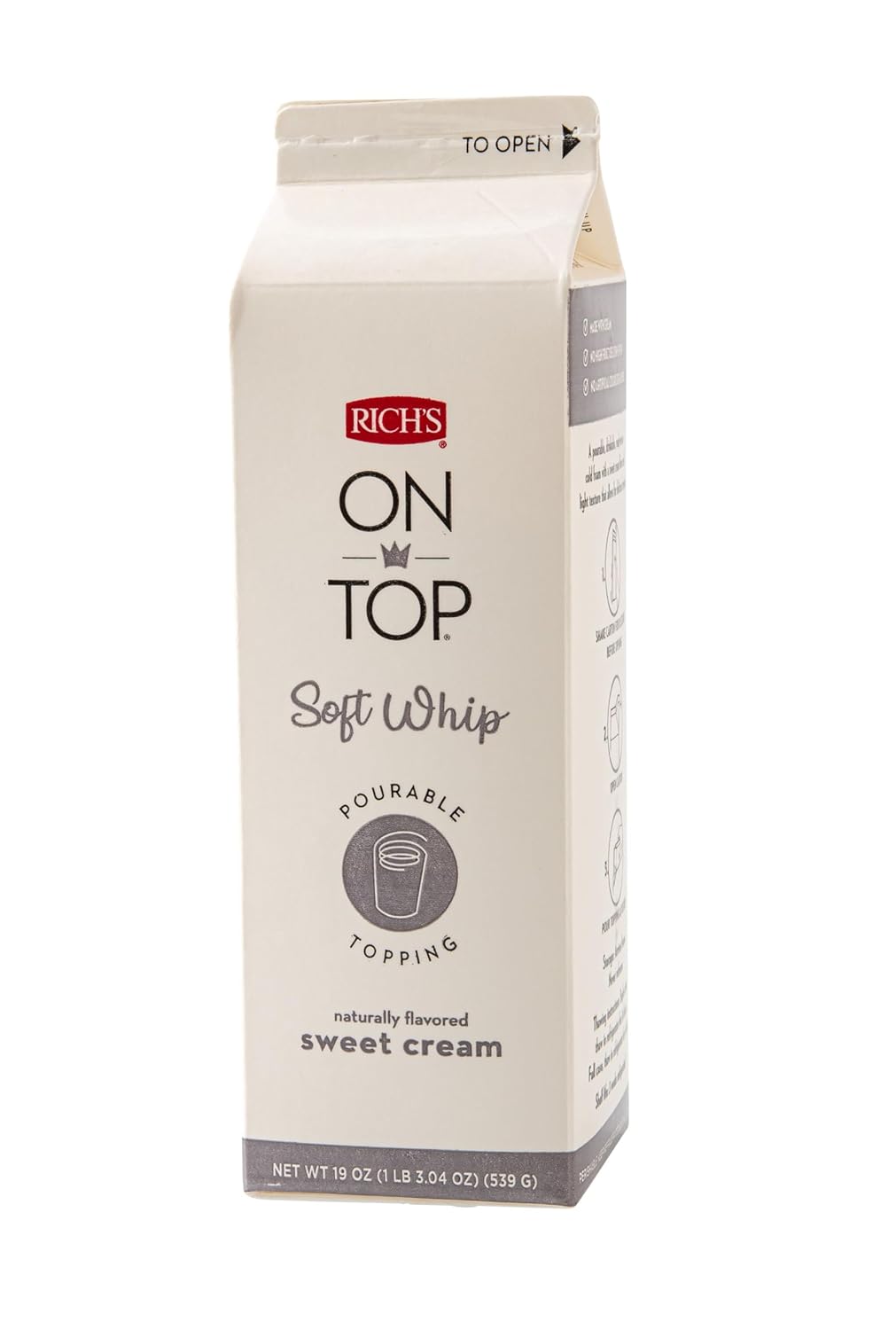 Rich's On Top®, Soft Whip Topping, Naturally Flavored Sweet Cream, Frozen, 6 Pack, 19 Ounce Cartons