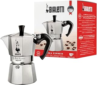 Bialetti - Moka Express: Iconic Stovetop Espresso Maker, Makes Real Italian Coffee, Moka Pot 3 Cups (4.3 Oz - 130 Ml), Aluminium, Silver