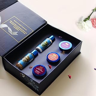 Premium Beauty Gift Set for Women & Men | Blue Nectar Face Wash, Cream, Scrub, Lip Balm & Moisturizing Face Lotion with Herbal Ingredients | Ideal Christmas Holidays Gift for Mom, Dad & Girlfriend