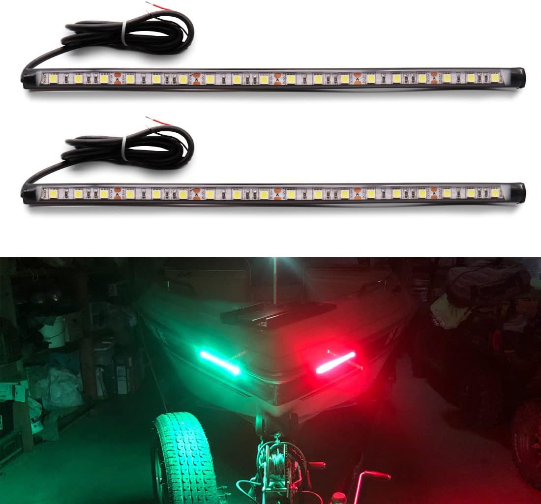 Botepon Navigation Lights - LED Bow Lights, Green & Red, Night Fishing, Deck, IP67 Waterproof for Pontoon, Dinghy, Kayak, Jon Boat, Yacht