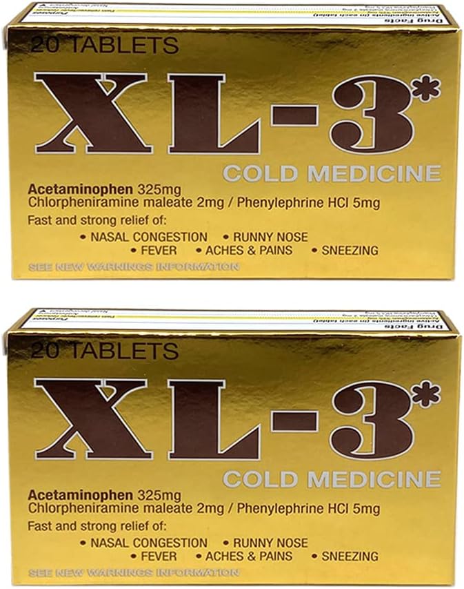 XL-3* Cold Medicine, 20 Tablets Each (Pack of 2)