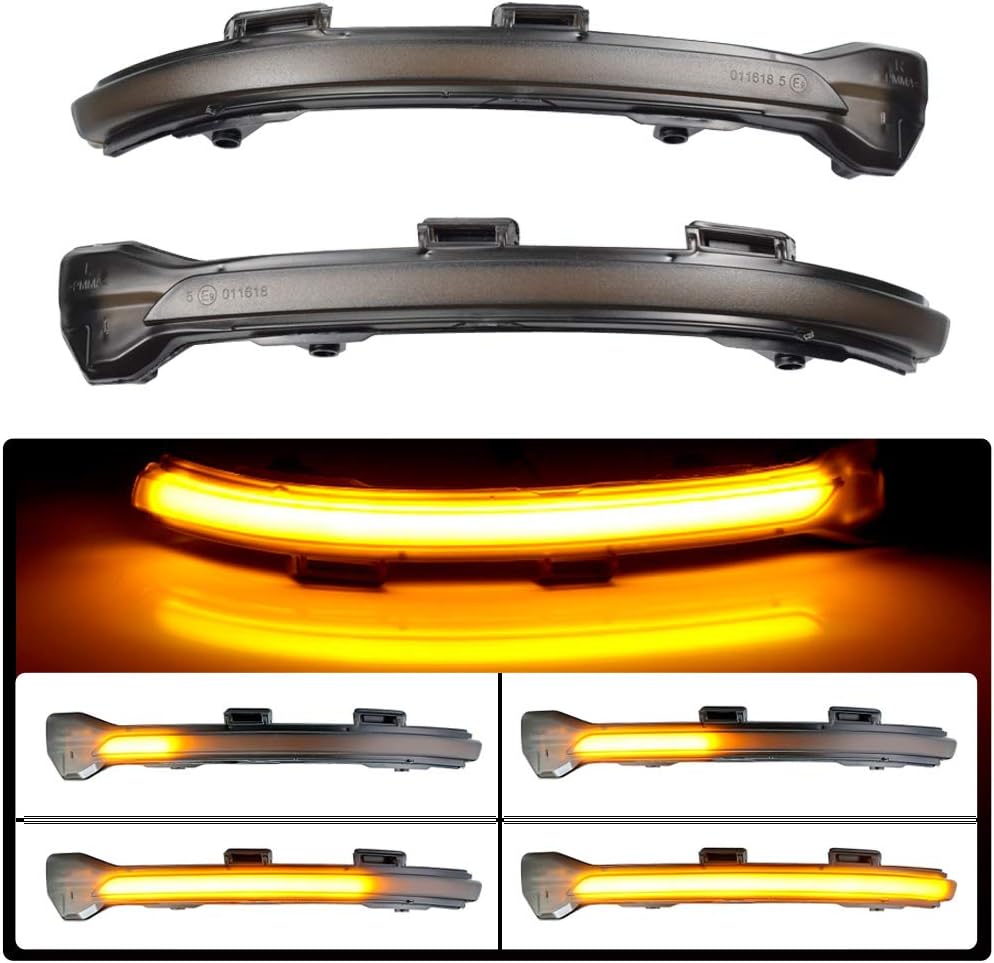 Pair of Dynamic LED Indicator Light Mirror Indicator for Golf 7 MK7 GTI 7 R 7.5 Golf Sportsvan (Black Shell (Yellow))
