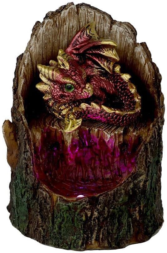 Nemesis Now Arboreal Hatchling Red Dragon in Tree Trunk Light Up Figurine, Green, 10.8cm, U5287S0