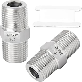 TAISHER 5PCS 304 Stainless Steel Hex Nipple, Pipe Fitting 3/8-Inch Male Pipe x 3/8-Inch Male Pipe