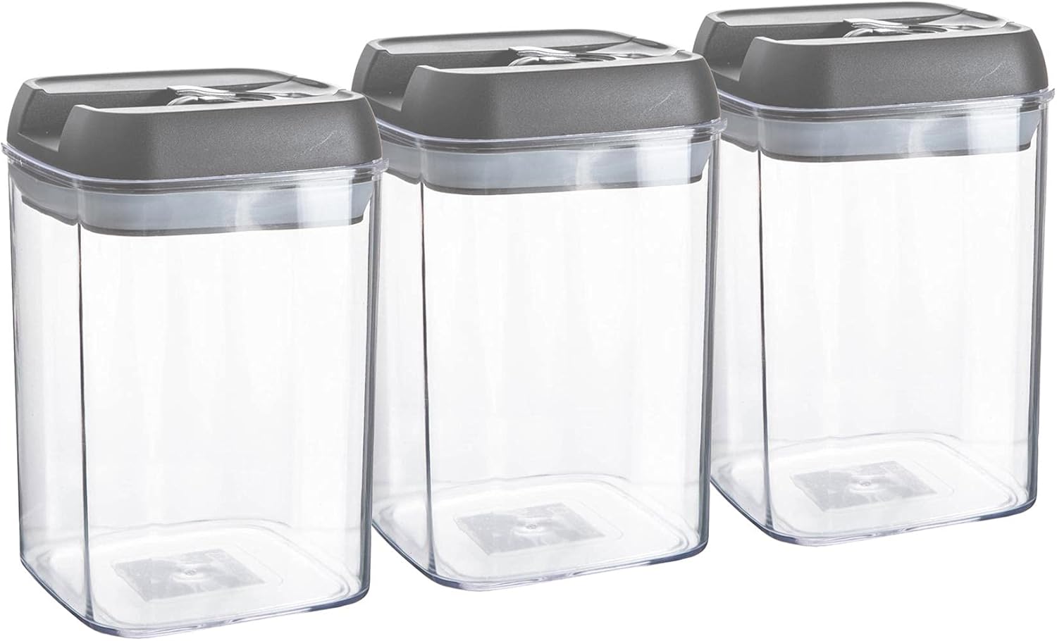 Argon Table Food Storage Containers with Airtight Flip Lock Lids - 800ml - Grey - 3 Pack - Plastic Kitchen Storage Tupperware Pantry Food Organiser for Cereal, Oats, Sugar, Coffee, Biscuits, Tea