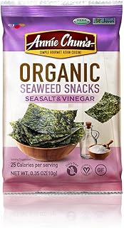 Annie Chun's Organic Seaweed Snacks, Sea Salt & Vinegar, USDA Certified Organic, Vegan, Gluten Free & Non-GMO, 0.35 Oz (Pack of 12)