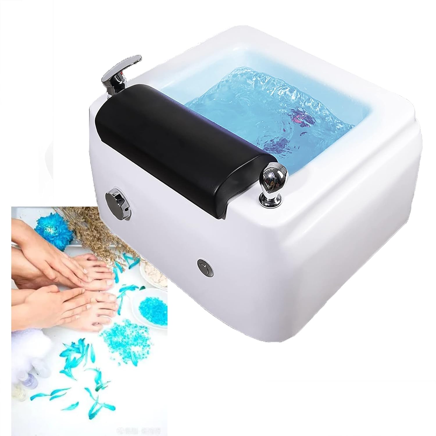SADRIM Feet Soaking Tub,Acrylic Pedicure Sink,Pedicure Foot Spa,deep Foot Bath Spa With Massage Surfing,foot Soak Tub,foot Spa,foot Tub For Soaking Feet,Integrated Molding,with 7 Colorful Lights
