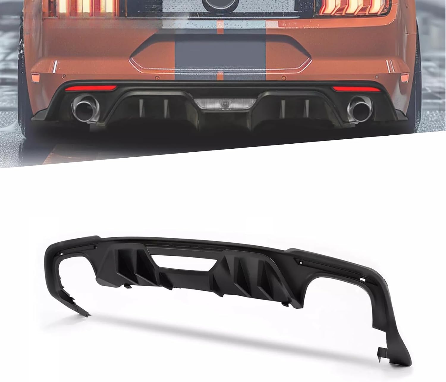 Black Lower Rear Bumper Diffuser Lip Compatible with Ford Mustang EcoBoost GT350 2018 2019 2020 2021 2022 2023 Models