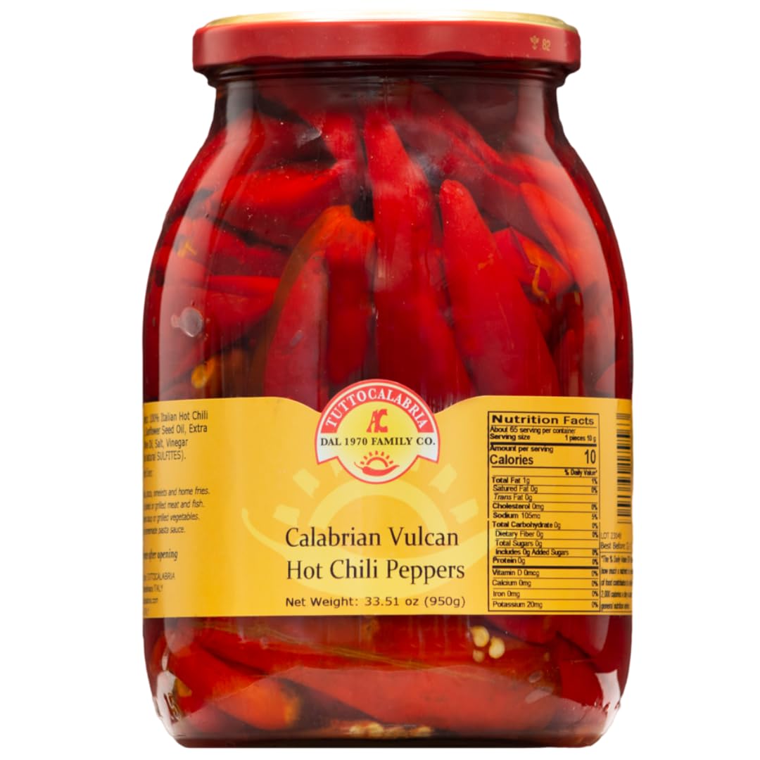 Vulcan, Long Hot Calabrian Red Chili Peppers, Club Pack, 33.51 oz, (950 g) TuttoCalabria