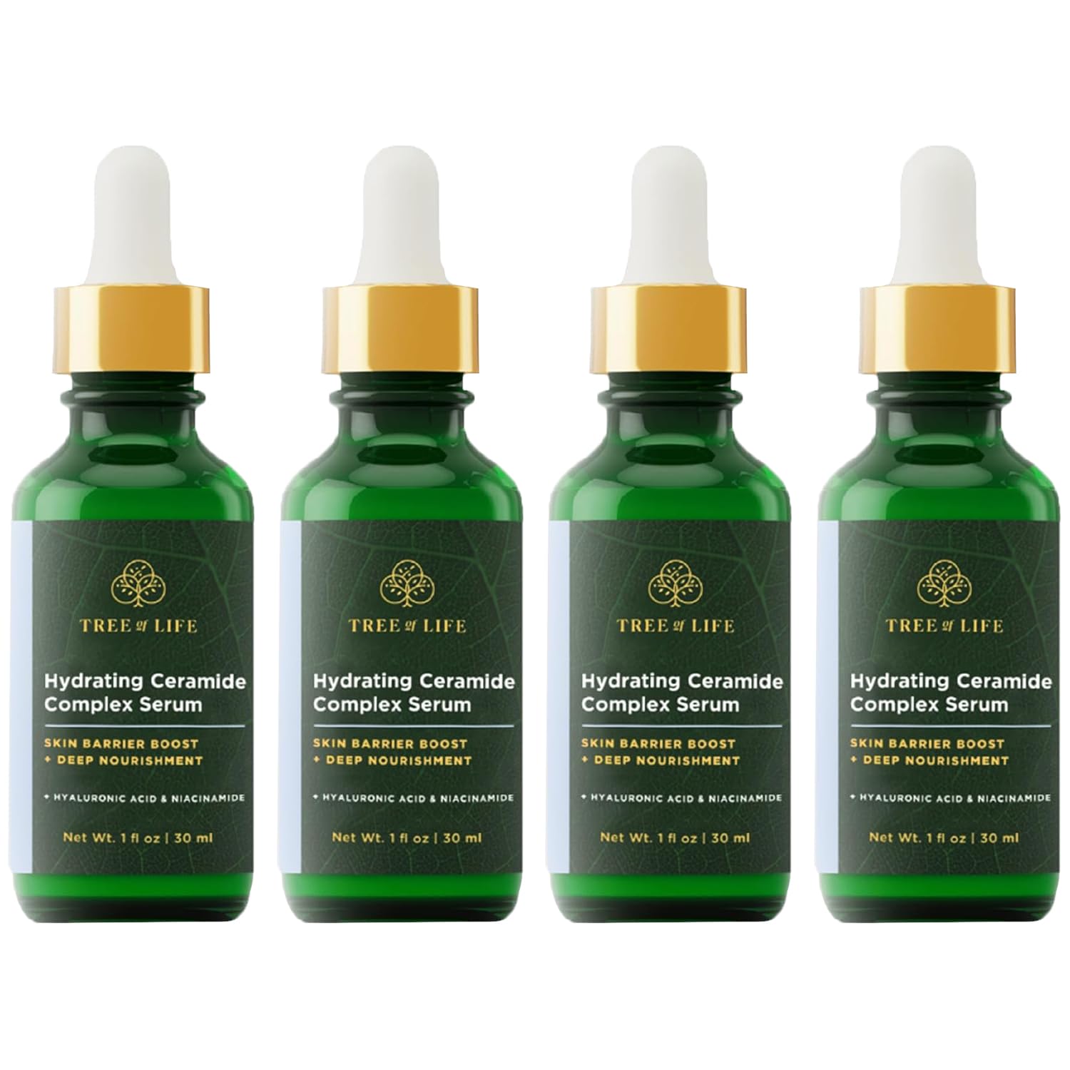 Tree of Life Beauty Hydrating Facial Serum - Ceramide Serum for Skin Barrier Boost - Nourishment and Hydration Support - (4 Pack, 1 Fl Oz Each)