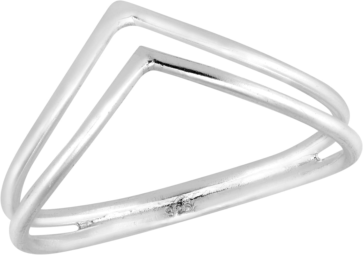 AeraVida Sleek Double Chevron Curved Wave .925 Sterling Silver Band Ring | Double Chevron Sterling Silver Ring | Curved Band Rings for Women | Jewelry Gifts | Comfort Fit USA Sizes 6-10