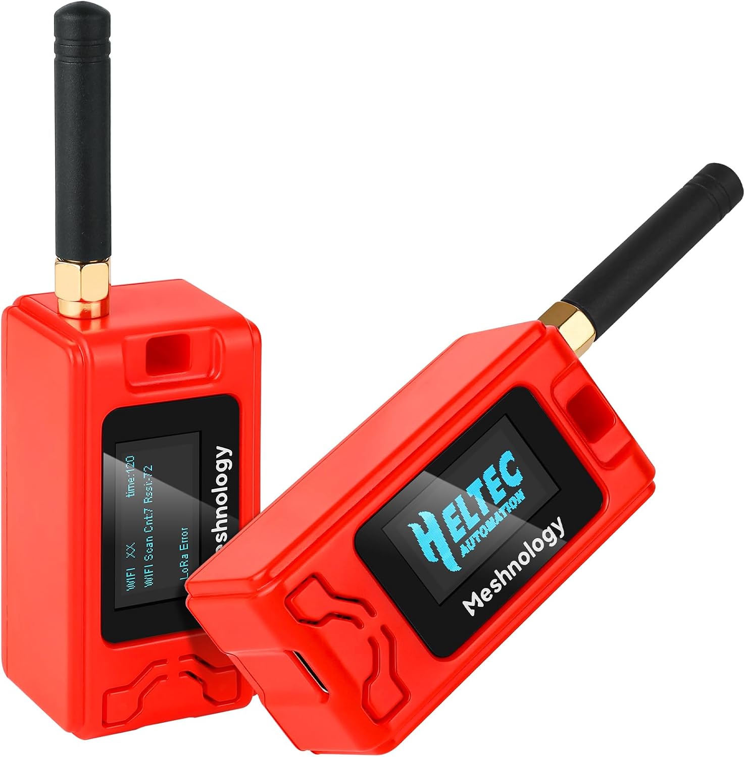 2 Pack ESP 32 Lo Ra V3 Development Board + 1100mAh Battery + Protect Case Set - with 915MHz Antenna and SX 1262 Lo Ra V3 Devices for Mesh Tastic Ar duino Lo Rawan IoT (N30, Red)