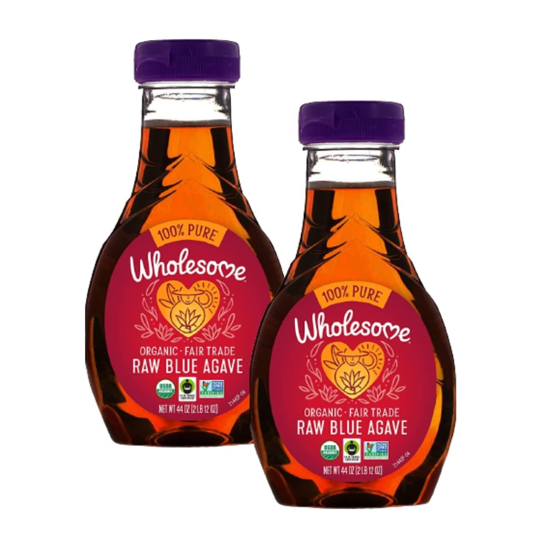 Wholesome Sweeteners 44-Ounce Organic Raw Blue Agave Nectar, Fair Trade, 100% Pure, Non GMO, Gluten Free & Vegan, 2 Pack
