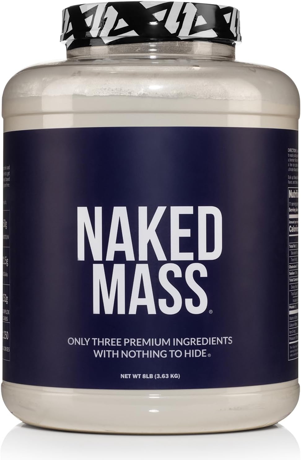 NAKED Mass - Natural Weight Gainer Protein Powder - 8 LB Bulk, GMO Free, Gluten Free & Soy Free. No Artificial Ingredients - 1,250 Calories per Serving