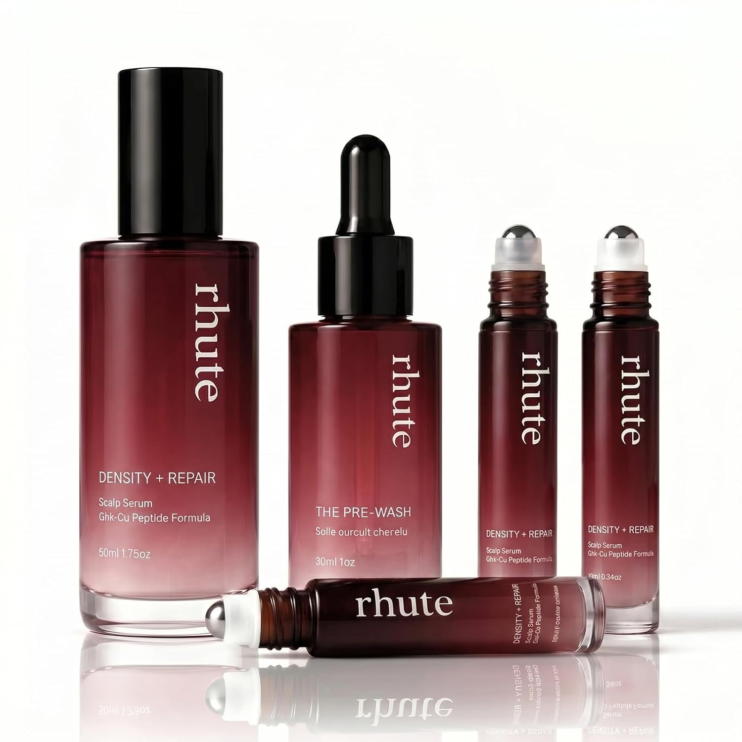 Rhute Hair Serum Set, Triple Density Complex Hair Oil, Roller-Ball Hair Growth Serum for Thinning Hair & Repair Hair Serum, The Bundle for Visible Hair Growth and Density