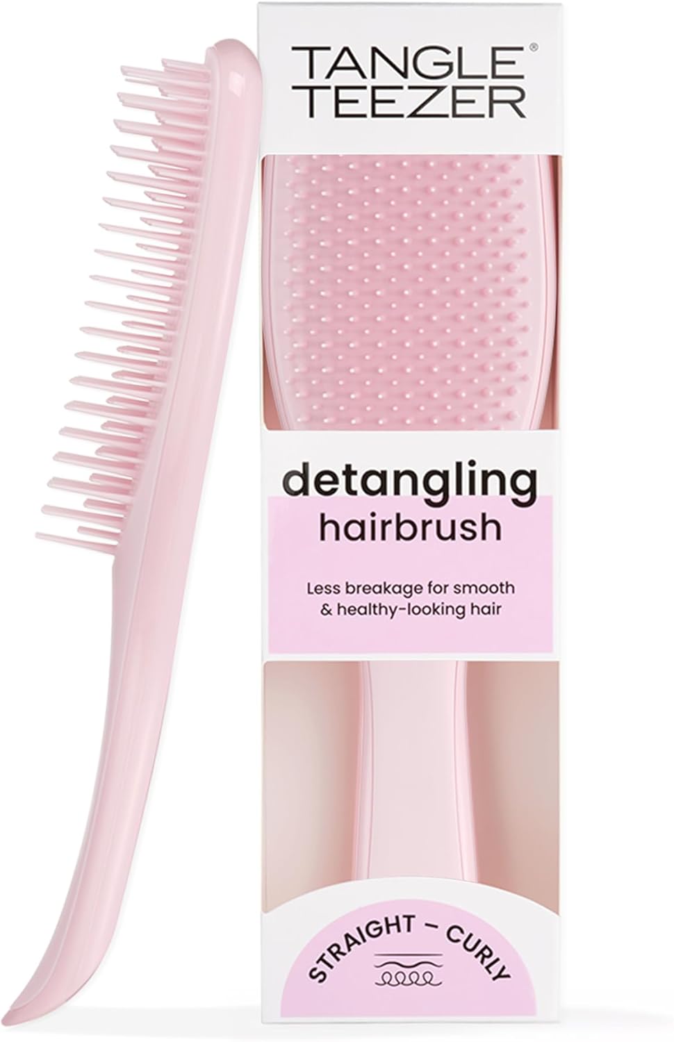 Tangle Teezer The Ultimate Detangler Hairbrush | For Wet & Dry Hair | Detangles All Hair Types | Reduces Breakage, Eliminates Knots | Two-Tiered Teeth & Comfortable Handle | Millennial Pink