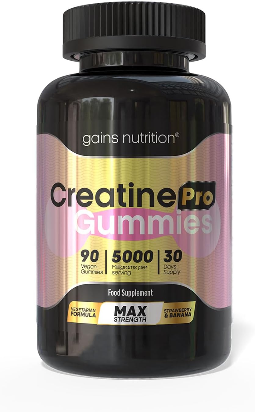 GN Creatine Pro 5000mg Gummies | 90 Chewable Creatine Monohydrate Gummies for Men & Women | Strawberry & Banana Flavour, Non-GMO & Suitable for Vegans & Vegetarians