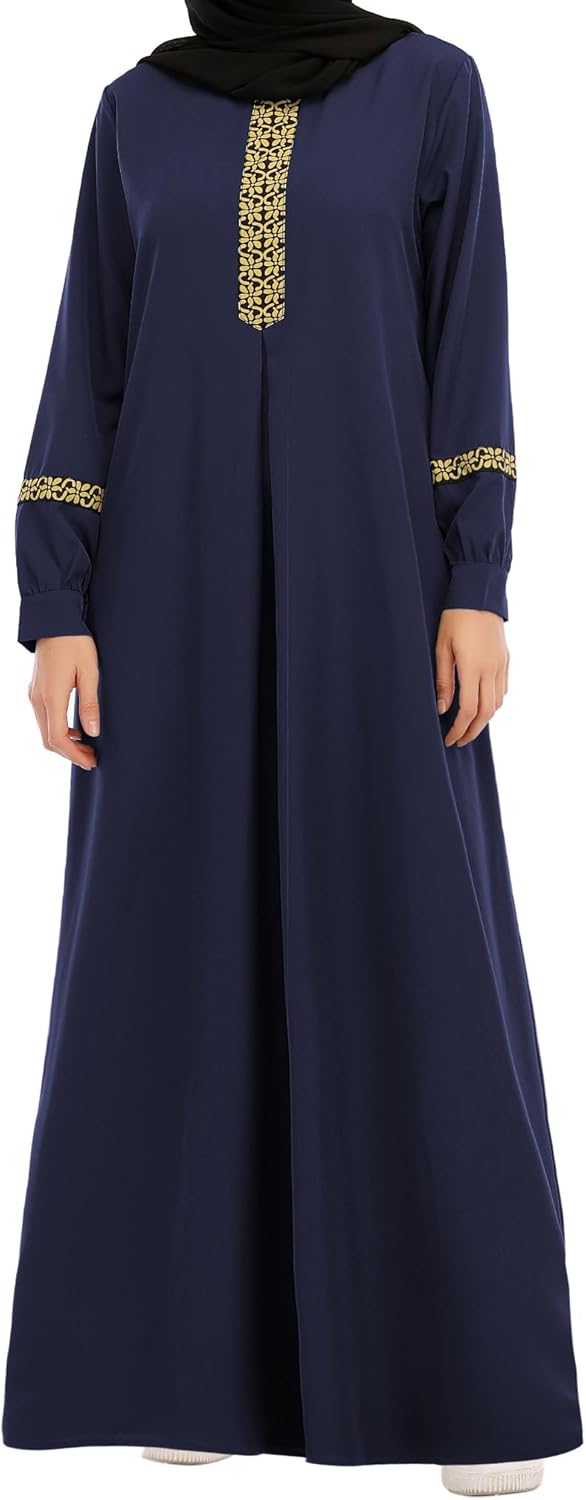 WSPLYSPJY Womens Muslim Abaya Dress Zipper Islamic Robe Pockets Maxi Prayer Clothes with Hijabs
