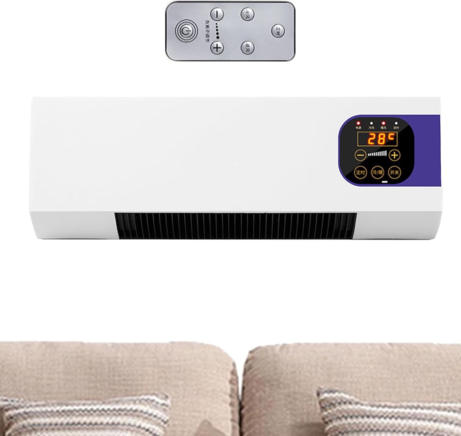 Remote Touch Control Air Conditioning,Adjustment Wall Wind Blowing Machine - Wall Mounted Air Wind Blowing Heating Fan for Home, Bedroom, Living Room, Cafe, Dormitory