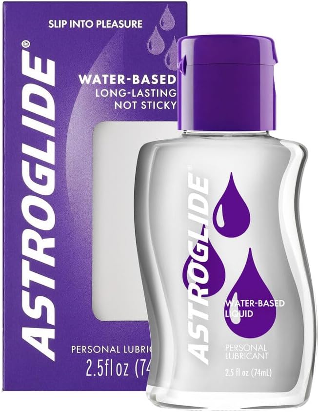 Astroglide Water Based Lube (2.5oz), Liquid Personal Lubricant for Long-Lasting Pleasure for Men, Women and Couples, Safe for Toys, Travel-Friendly Size
