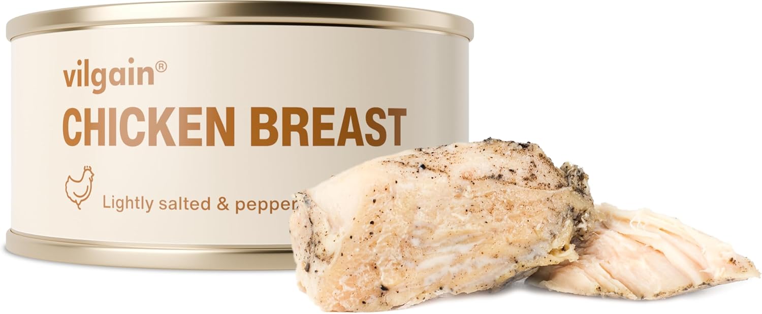 Vilgain tinned meat - 100% natural, preservative-free, high in protein, juicy pieces, certified origin, ideal for healthy eating & quick meals (100g, Chicken)