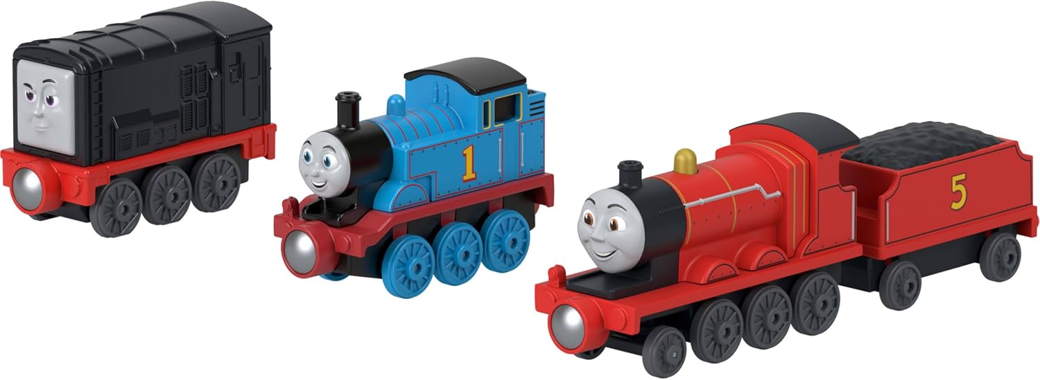 Thomas & Friends Toy Engine 3-Pack by Fisher-Price | Multipack with Thomas, Diesel & James Push-Along Toy Train Engines with Magnetic Connectors (Amazon Exclusive)
