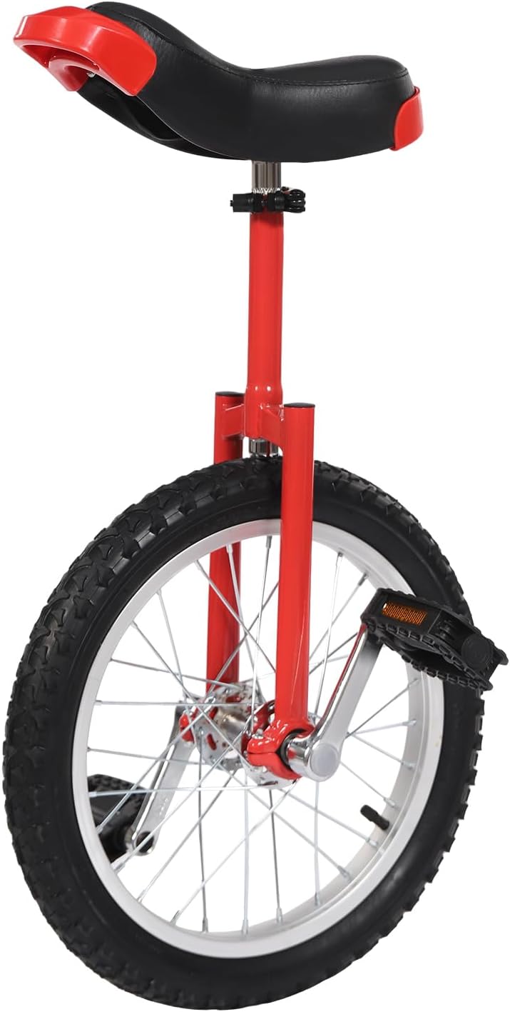 DYNAMI Unicycle with Excellent Steel Frame,Leakproof Tire,Adjustable Height,Curved PU Seat,Mute Bearing,Anti-Slip Designs,for Outdoor Sports Fitness Exercise