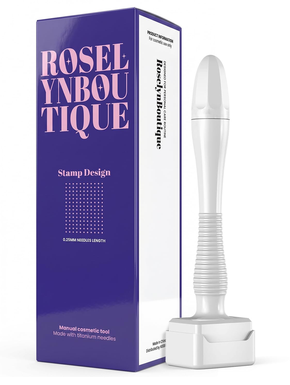 ROSELYNBOUTIQUE Derma Roller 0.25mm Titanium Microneedles - Stamp Design