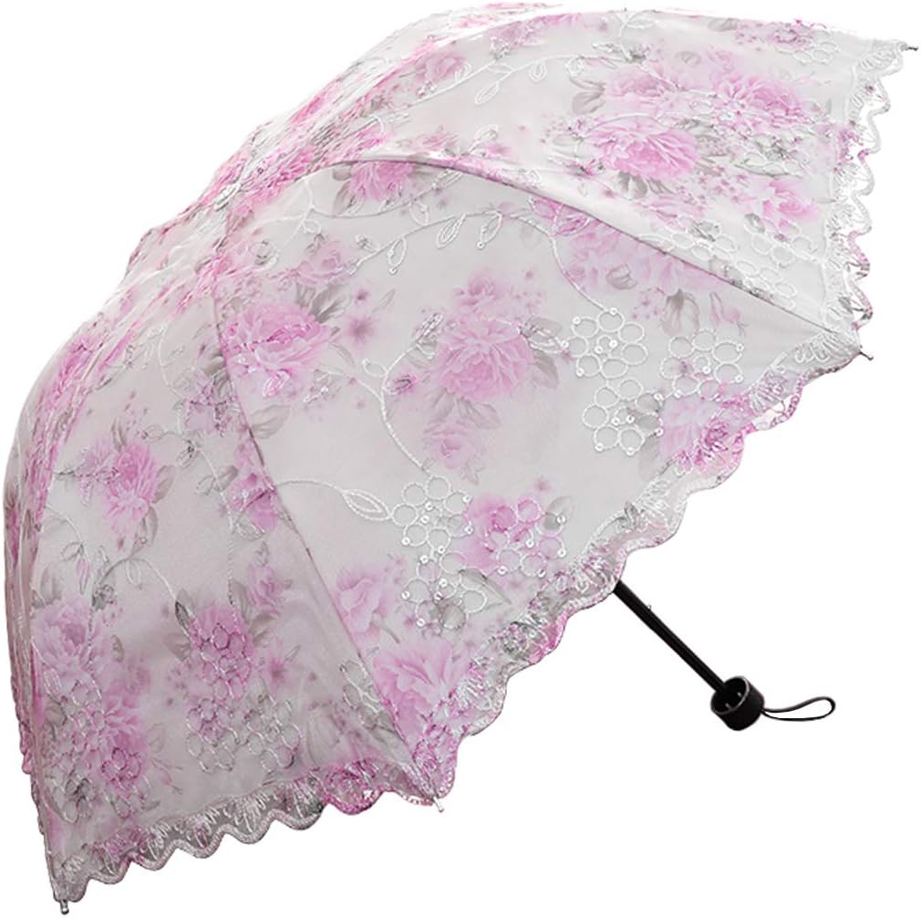 lace parasol umbrella Folding Anti-uv Sunshade Vintage Embroidered Sun Protection
