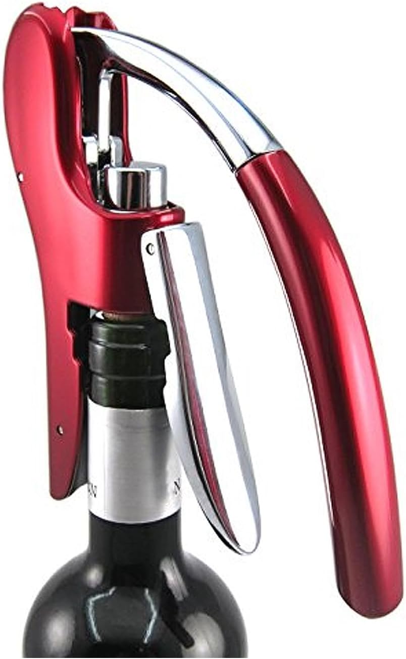 Best Utensils Professional Zinc Alloy Power Wine Opener Octopus Premium Vertical Lever Corkscrew with Built-in Foil Cutter Waiter Bottle Openers Kit (Red)