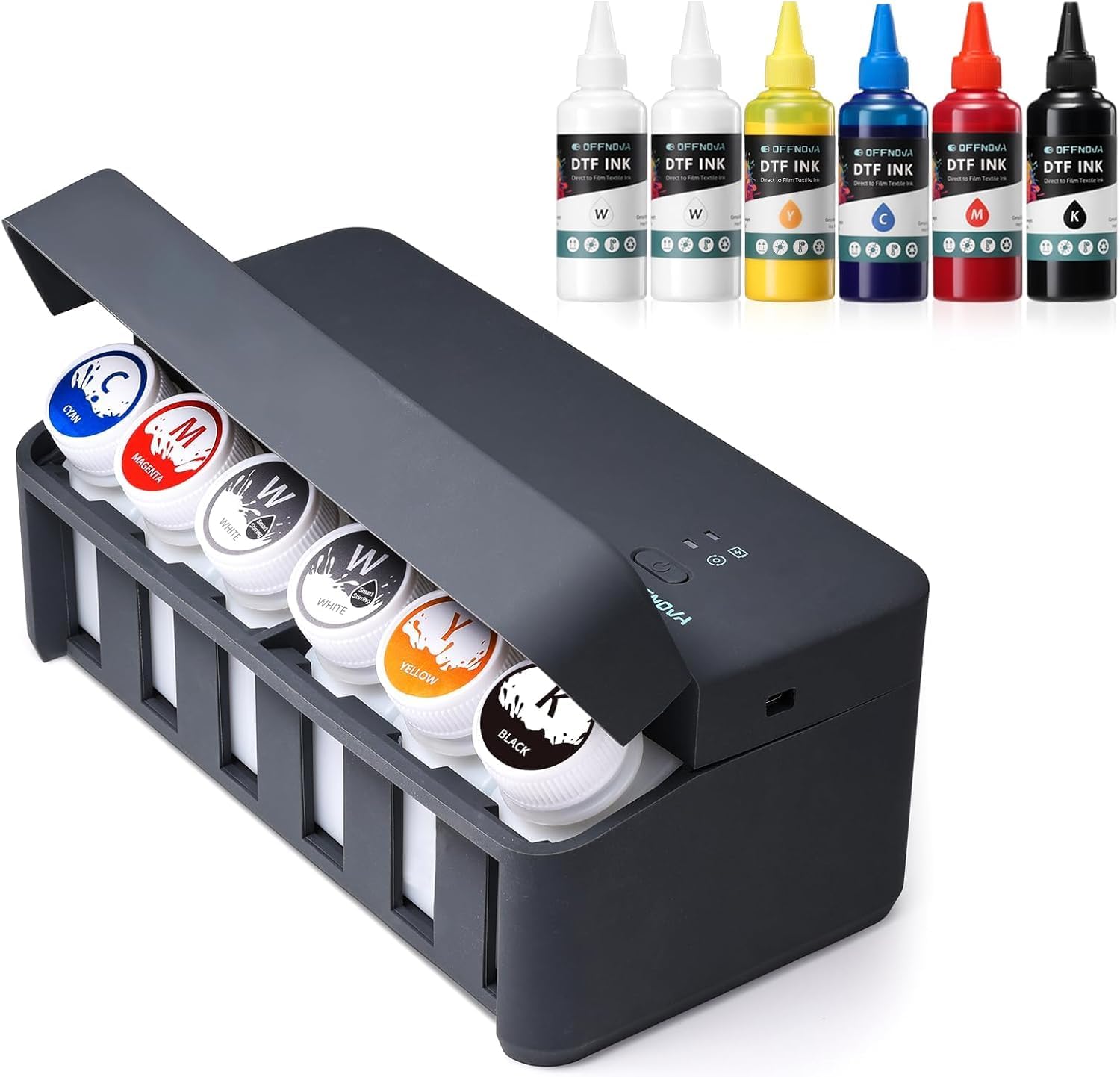 OFFNOVA CISS DTF White Ink Circulation System and DTF Ink (100ML*6 (CMYK + 2W))