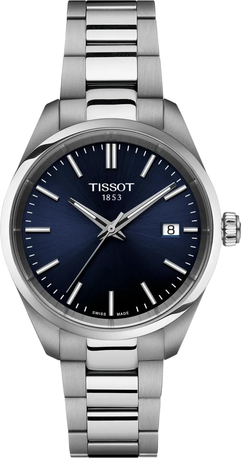 Tissot PR 100 34mm, Swiss Quartz Watch for Women, Stainless Steal Case, Blue Dial, T1502101104100