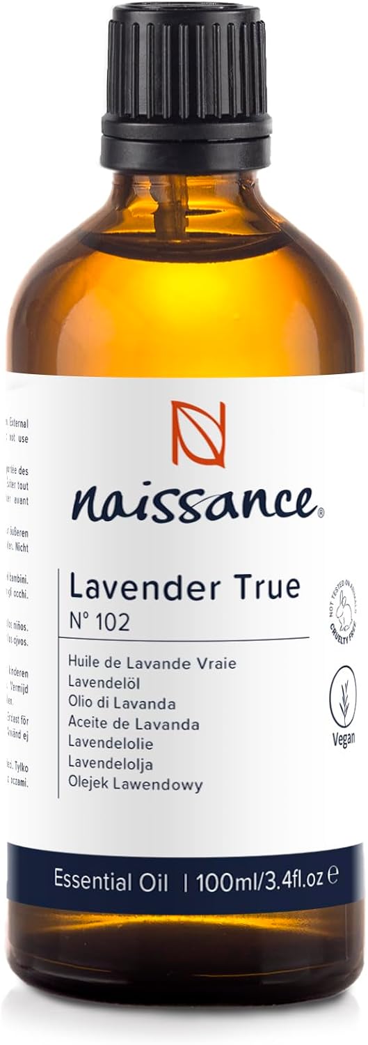 Naissance True Lavender Essential Oil (No. 102) 100ml - Pure, Natural, Cruelty Free, Vegan, Steam Distilled and Undiluted - Relaxing & Soothing - for Diffusers, Aromatherapy & Massage Blends
