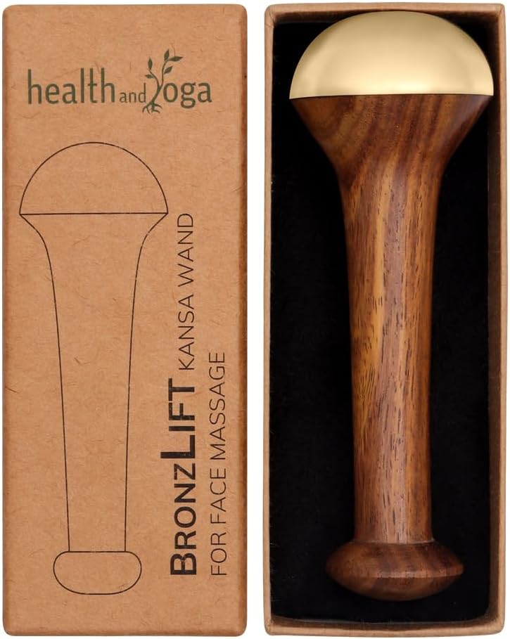 HealthAndYoga™ BronzLift Kansa Face Massager and Kumkumadi Face Oil Trial Vial - Kansa Wand Ayurveda Benefits of Bronze - Skin Lustre (Single Dome)