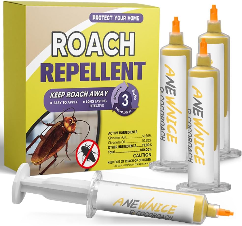 Roach Repellent,Cockroach Repellent for Indoor,Kitchen,Vehicle,Keep Roaches Away,Easy to Apply,Pet and Family Safe, Lasts Up to 2 Months -4 Pack