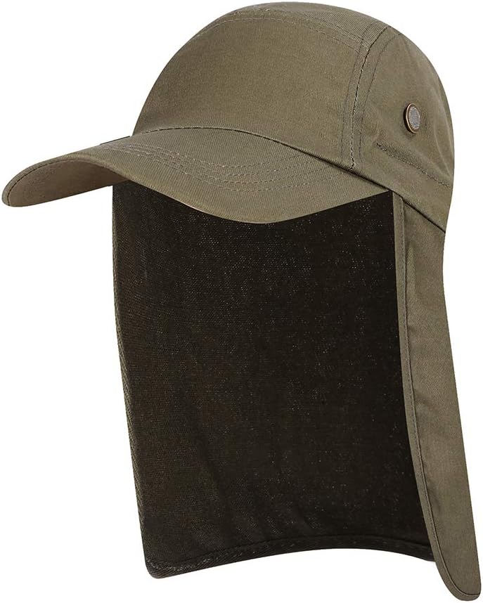Qlans Unisex Adults Safari Sun Hat with Ear and Neck Flap Cover, UPF 50+ Protection, Green