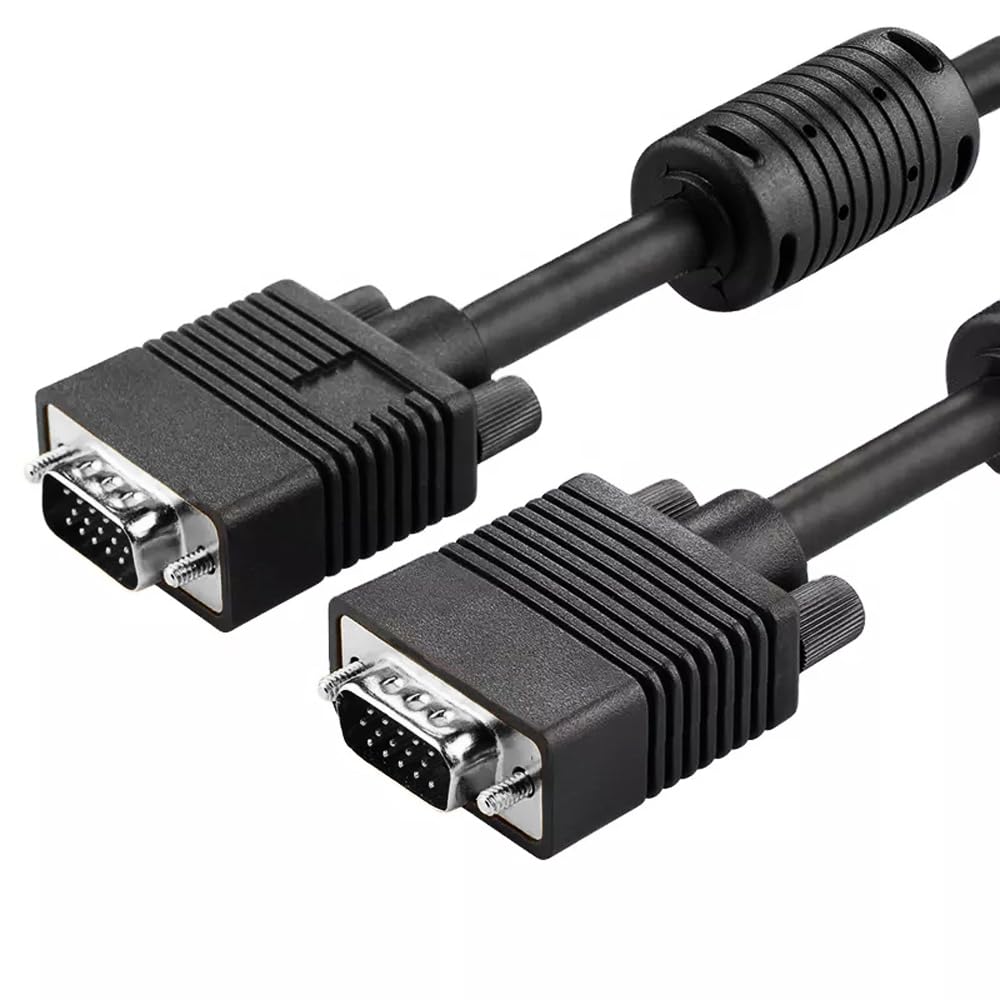 (TC) VGA to VGA Cable 1.5m,15 pin 1080P Full HD SVGA/VGA Male to Male Monitor Extension Lead for Computer PC Laptops TV Projectors