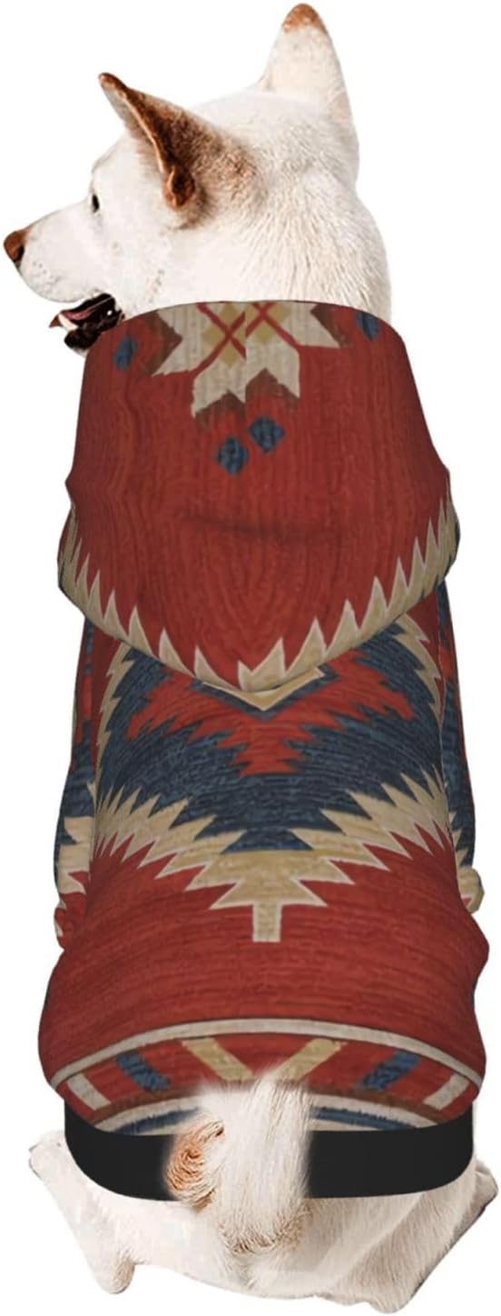 Southwestern Geometric Native American Dog Hoodie, Pet Clothes Sweater with Hat, Pets Wear Soft Coat for Small/Medium/Large Dogs Small