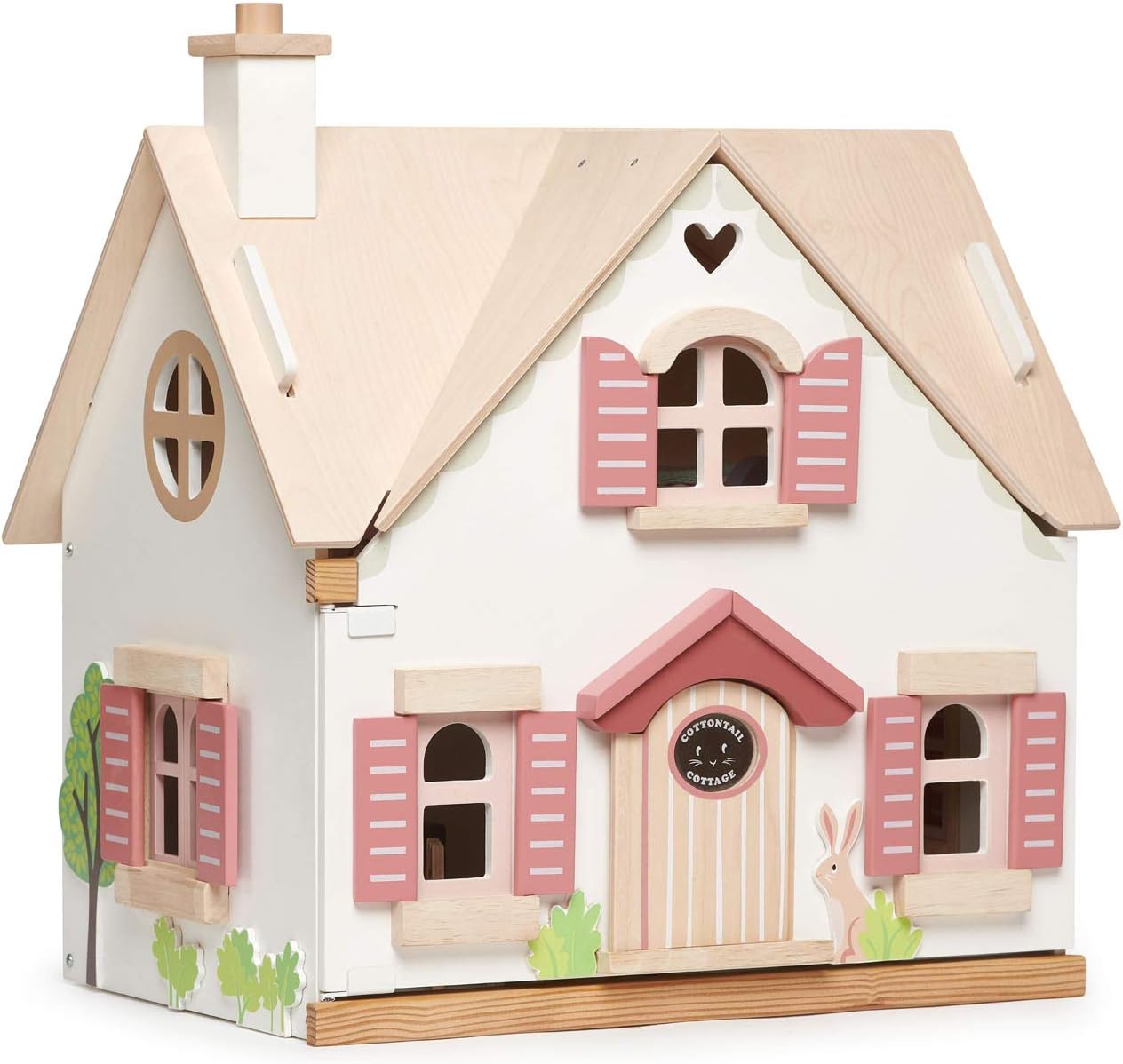 Tender Leaf Toys - Cottontail Cottage - Furnished 18.7" Tall 3 Story Countryside Wooden Doll House with 24 Pcs Accessories - Encourage Creative and Imaginative Fun Play for Children - Age 3+