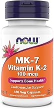 Now Supplements, MK-7 Vitamin K-2 100 mcg, Cardiovascular Support*, Supports Bone Health*, 180 Veg Capsules