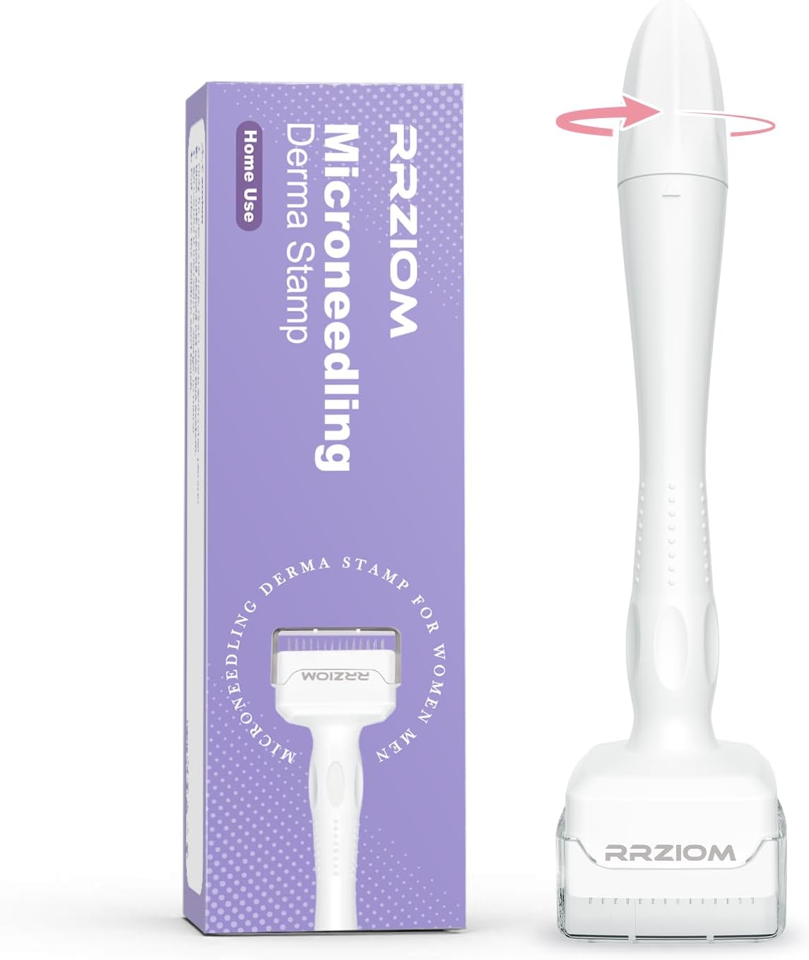 Derma Stamp, RRZIOM Microneedling Derma Stamp for Hair Scalp Beard Growth, Face Care, Dermastamp for Both Men and Women, Homeuse Microneedling Stamp