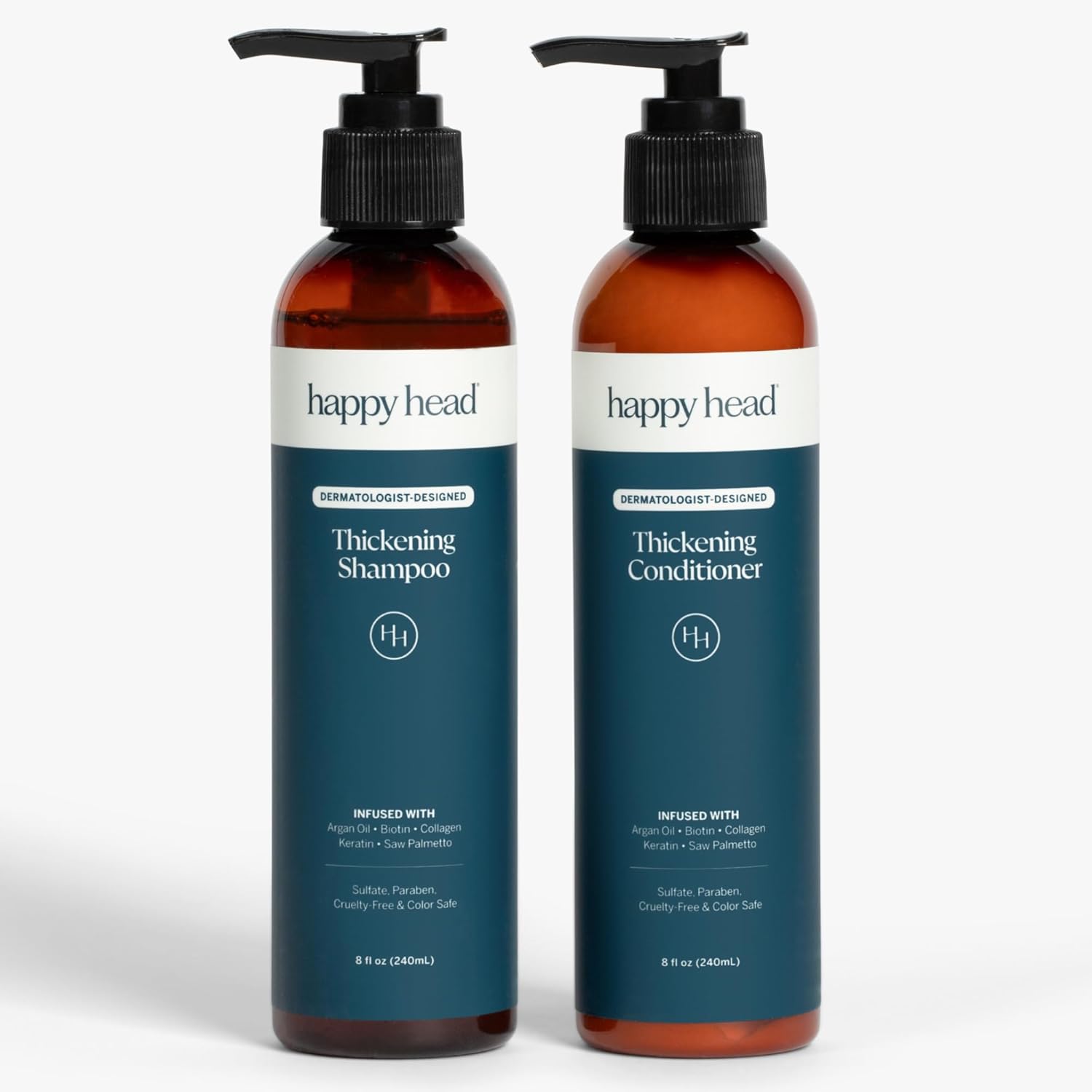 Happy Head Hair Shampoo and Conditioner Set with Biotin, Argan Oil, Collagen, and Keratin – Nourishing Formula – Suitable for All Hair Types