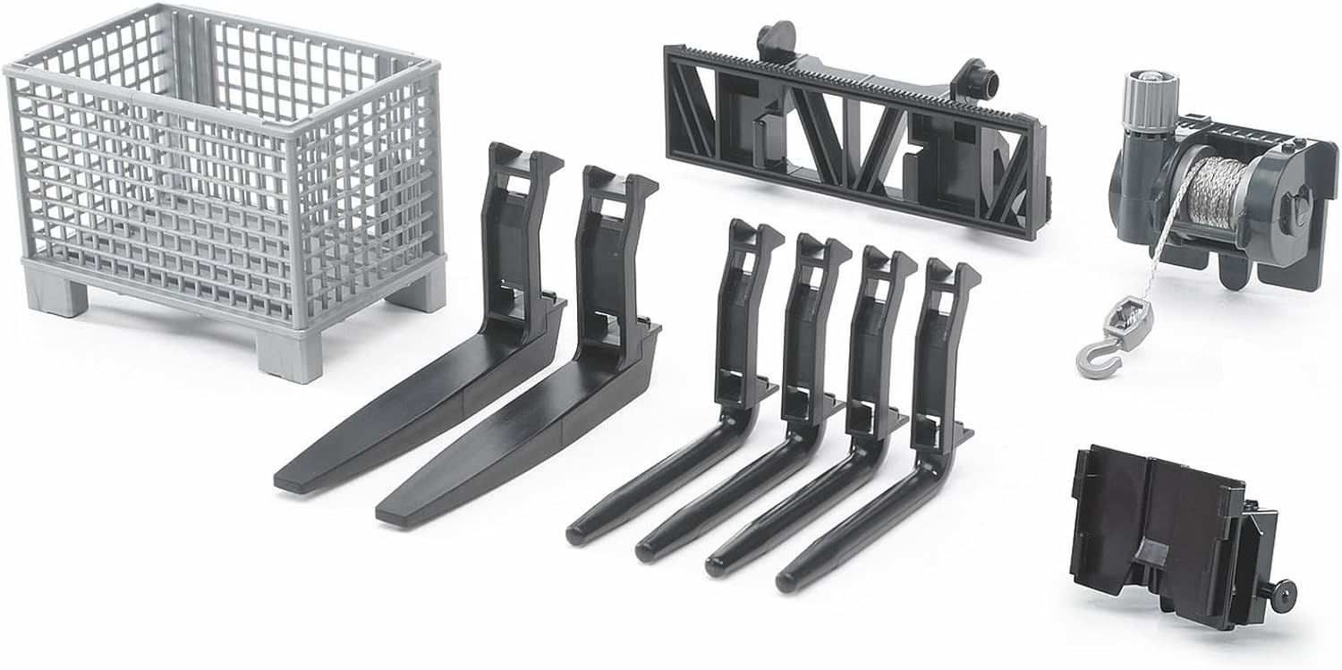 Bruder Pallet, Cable Winch and Forks Accessory Set