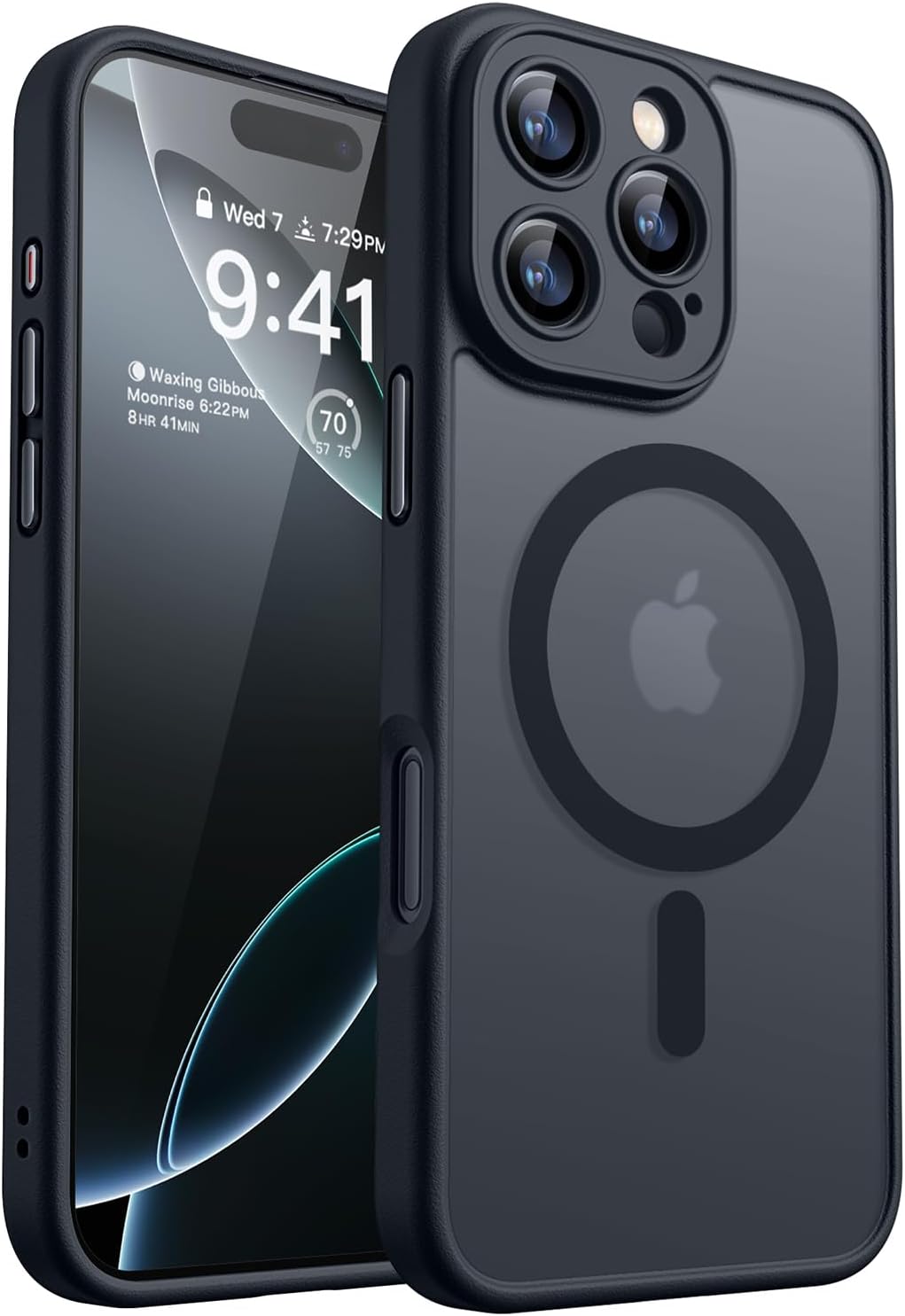 CANSHN Magnetic for iPhone 16 Pro Case, Upgraded [Full Camera Protection] [Compatible with Magsafe] [Translucent Matte] Shockproof Protective Phone Case for iPhone 16 Pro 6.3" - Black
