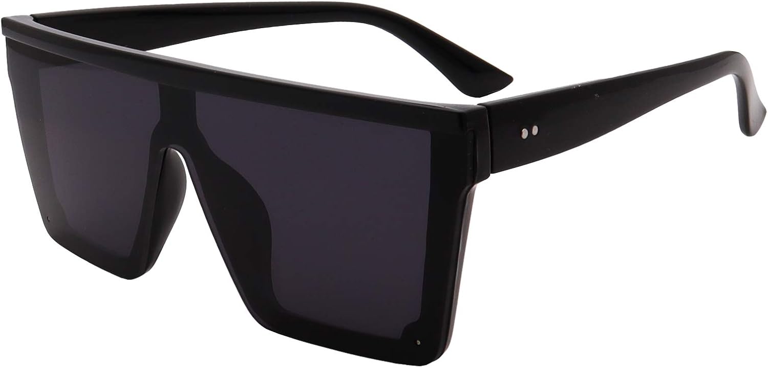 FOURCHEN Square Oversized Sunglasses for Women Men Fashion Flat Top Big Frame Shades
