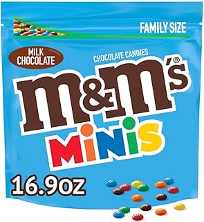 M&M'S Minis Milk Chocolate Candy, Family Size, 16.9 oz Resealable Bulk Candy Bag